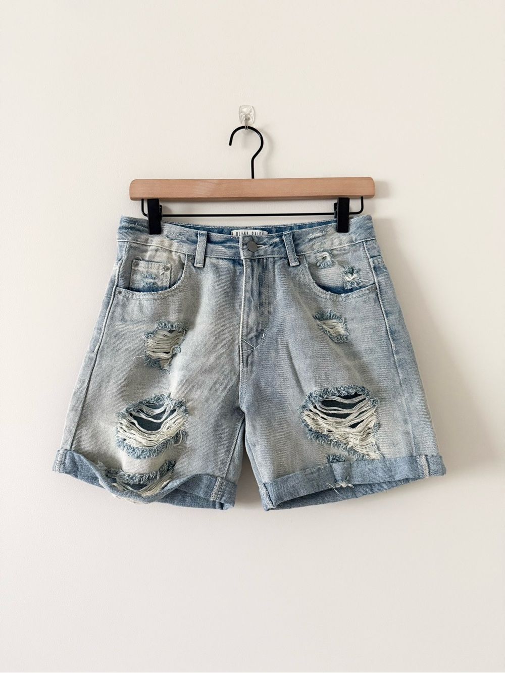 Blank Paige Light Wash Distressed Denim Bermuda Shorts Size S